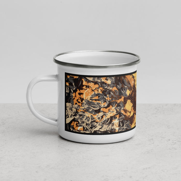 Left View Custom St. Helena California Map Enamel Mug in Ember