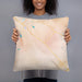 Person holding 18x18 Custom St. Helena California Map Throw Pillow in Watercolor
