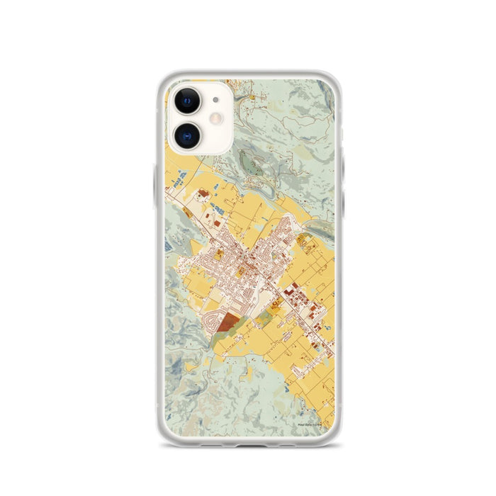 Custom iPhone 11 St. Helena California Map Phone Case in Woodblock