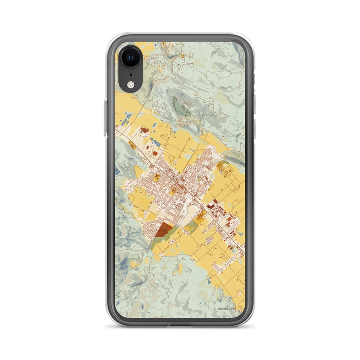Custom iPhone XR St. Helena California Map Phone Case in Woodblock