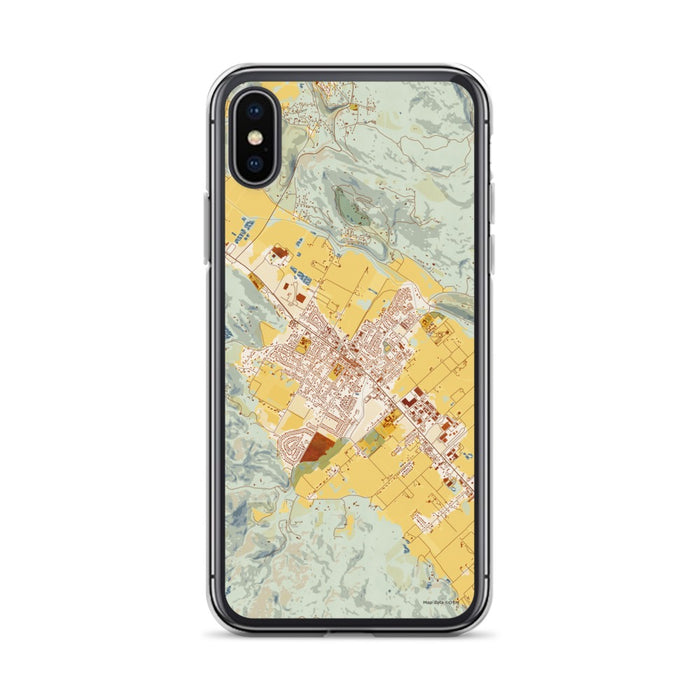 Custom iPhone X/XS St. Helena California Map Phone Case in Woodblock