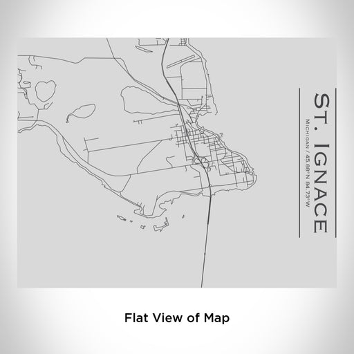 Rendered View of St. Ignace Michigan Map Engraving on 20oz Stainless Steel Insulated Bottle with Bamboo Top