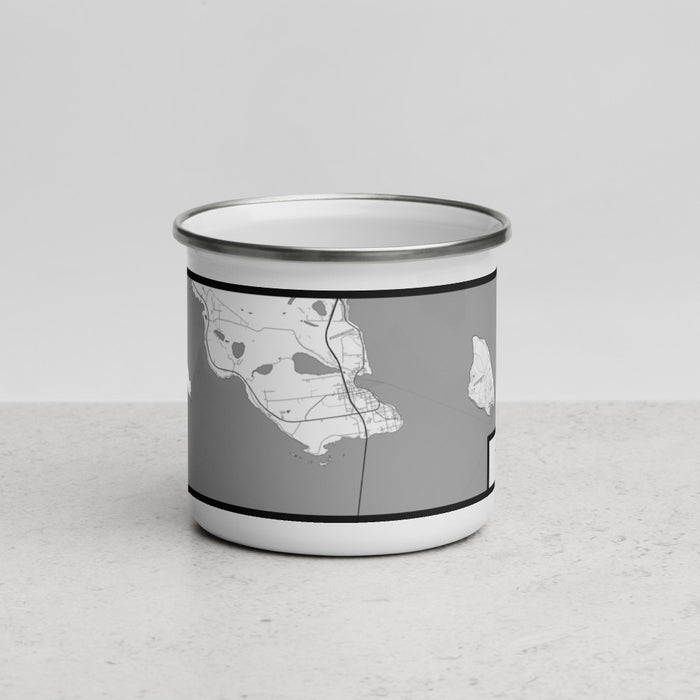 Front View Custom St. Ignace Michigan Map Enamel Mug in Classic