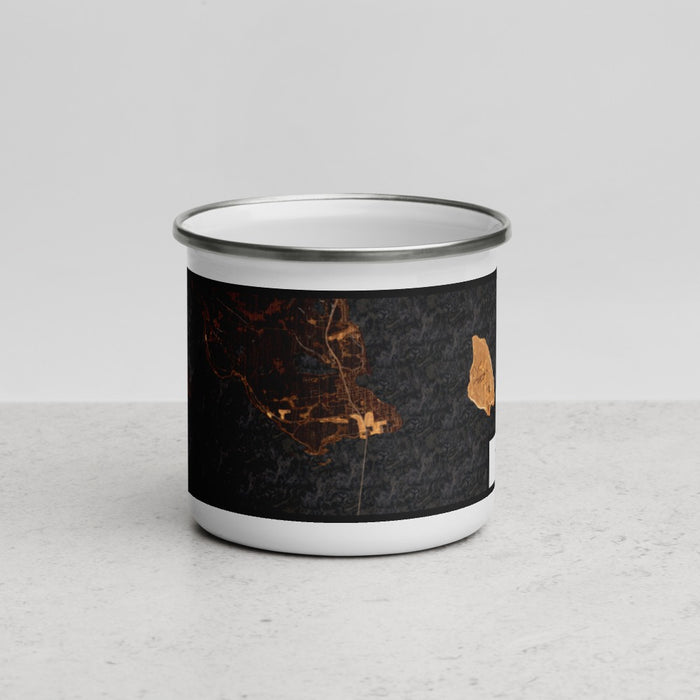 Front View Custom St. Ignace Michigan Map Enamel Mug in Ember