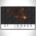 St. Ignace Michigan Map Print Landscape Orientation in Ember Style With Shaded Background