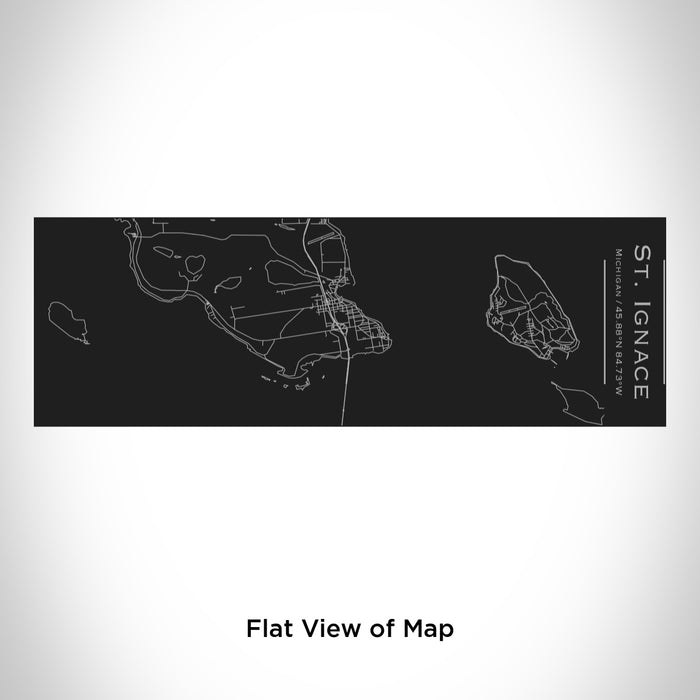 Rendered View of St. Ignace Michigan Map Engraving on 10oz Stainless Steel Insulated Cup with Sliding Lid in Black