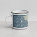 Left View Custom St. Ignace Michigan Map Enamel Mug in Woodblock