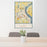 24x36 Stillwater Minnesota Map Print Portrait Orientation in Woodblock Style Behind 2 Chairs Table and Potted Plant