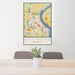 24x36 Stillwater Minnesota Map Print Portrait Orientation in Woodblock Style Behind 2 Chairs Table and Potted Plant