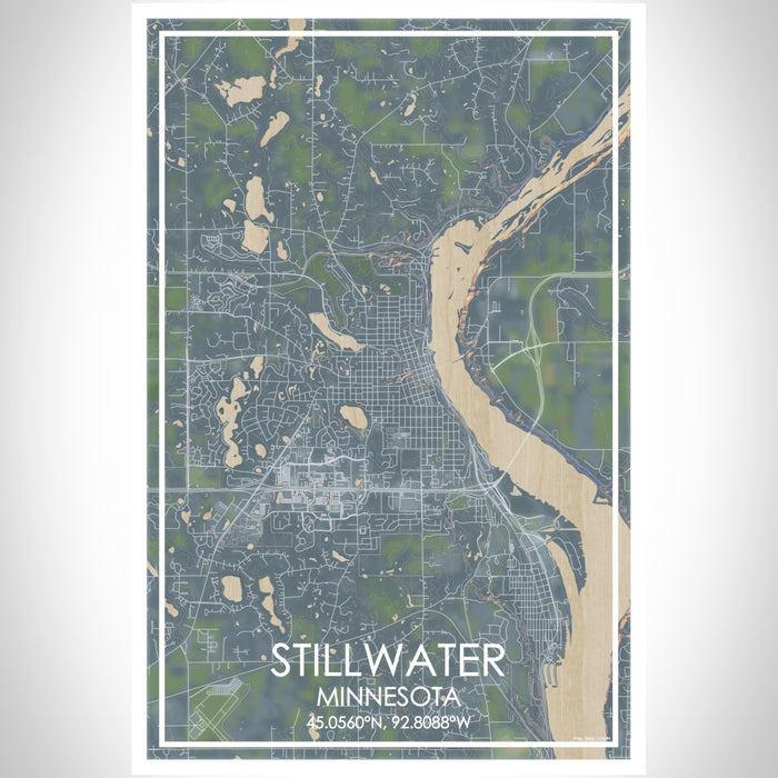 Stillwater Minnesota Map Print Portrait Orientation in Afternoon Style With Shaded Background