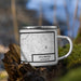 Right View Custom Stillwater Minnesota Map Enamel Mug in Classic on Grass With Trees in Background