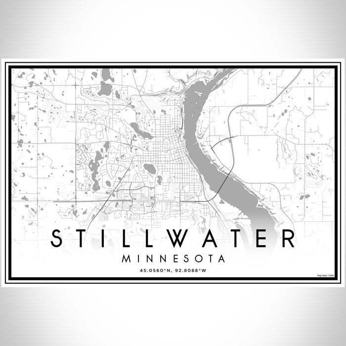 Stillwater Minnesota Map Print Landscape Orientation in Classic Style With Shaded Background