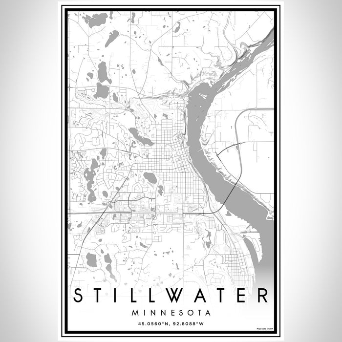 Stillwater Minnesota Map Print Portrait Orientation in Classic Style With Shaded Background