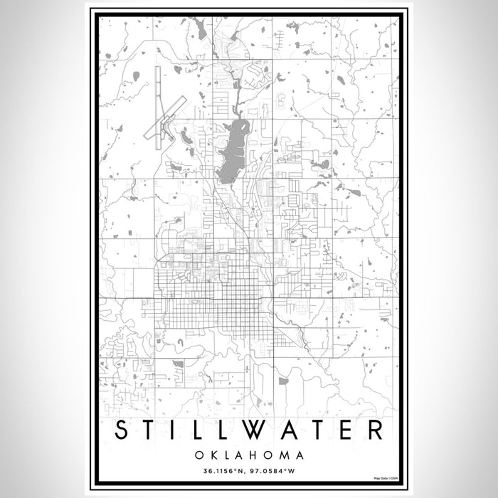 Stillwater Oklahoma Map Print Portrait Orientation in Classic Style With Shaded Background