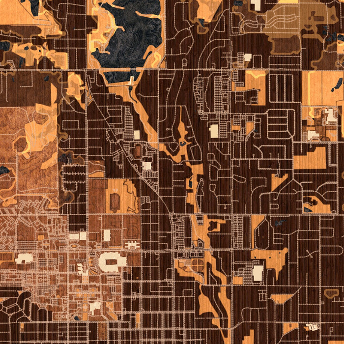 Stillwater Oklahoma Map Print in Ember Style Zoomed In Close Up Showing Details