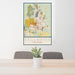 24x36 Stillwater Oklahoma Map Print Portrait Orientation in Woodblock Style Behind 2 Chairs Table and Potted Plant