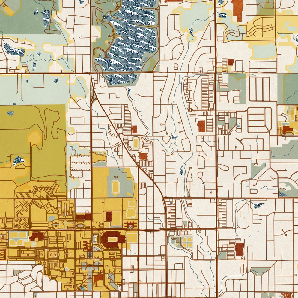 Stillwater - Oklahoma Map Print in Woodblock — JACE Maps