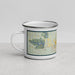Left View Custom Stillwater Oklahoma Map Enamel Mug in Woodblock