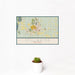 12x18 Stillwater Oklahoma Map Print Landscape Orientation in Woodblock Style With Small Cactus Plant in White Planter