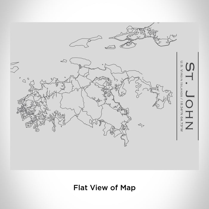 Rendered View of St. John U.S. Virgin Islands Map Engraving on 20oz Stainless Steel Insulated Bottle with Bamboo Top