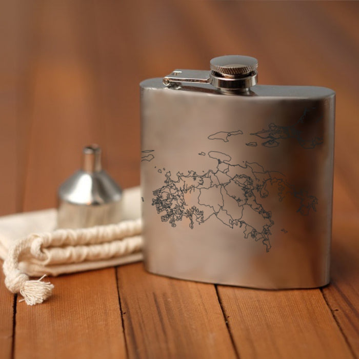 St. John U.S. Virgin Islands Custom Engraved City Map Inscription Coordinates on 6oz Stainless Steel Flask