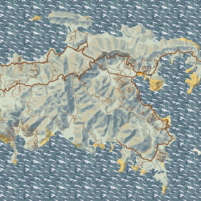 St. John U.S. Virgin Islands Map Print in Woodblock Style Zoomed In Close Up Showing Details