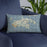 Custom St. John U.S. Virgin Islands Map Throw Pillow in Woodblock on Blue Colored Chair