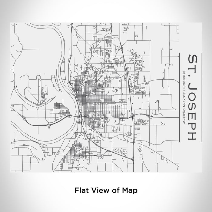 Rendered View of St. Joseph Missouri Map Engraving on 20oz Stainless Steel Insulated Bottle with Bamboo Top in White