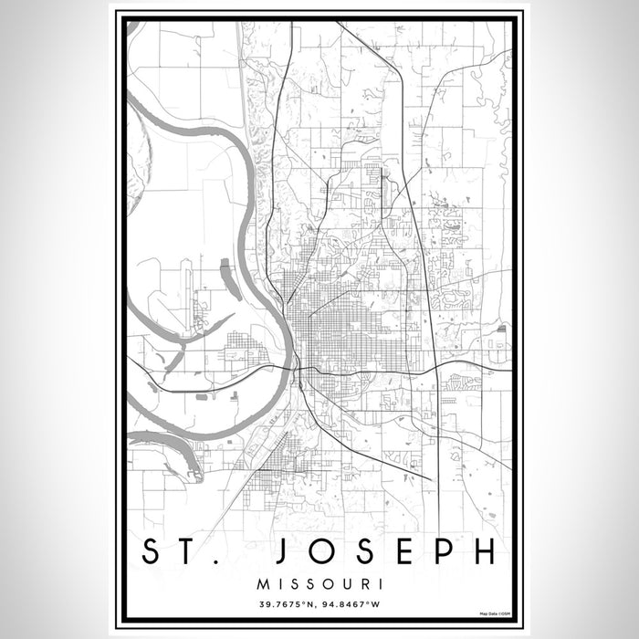 St. Joseph Missouri Map Print Portrait Orientation in Classic Style With Shaded Background