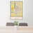 24x36 St. Joseph Missouri Map Print Portrait Orientation in Woodblock Style Behind 2 Chairs Table and Potted Plant