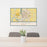 24x36 St. Joseph Missouri Map Print Landscape Orientation in Woodblock Style Behind 2 Chairs Table and Potted Plant