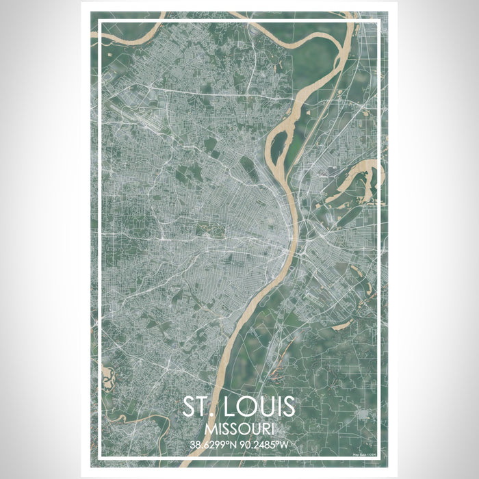 St. Louis Missouri Map Print Portrait Orientation in Afternoon Style With Shaded Background