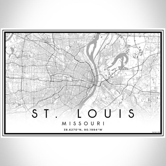 St. Louis Missouri Map Print Landscape Orientation in Classic Style With Shaded Background