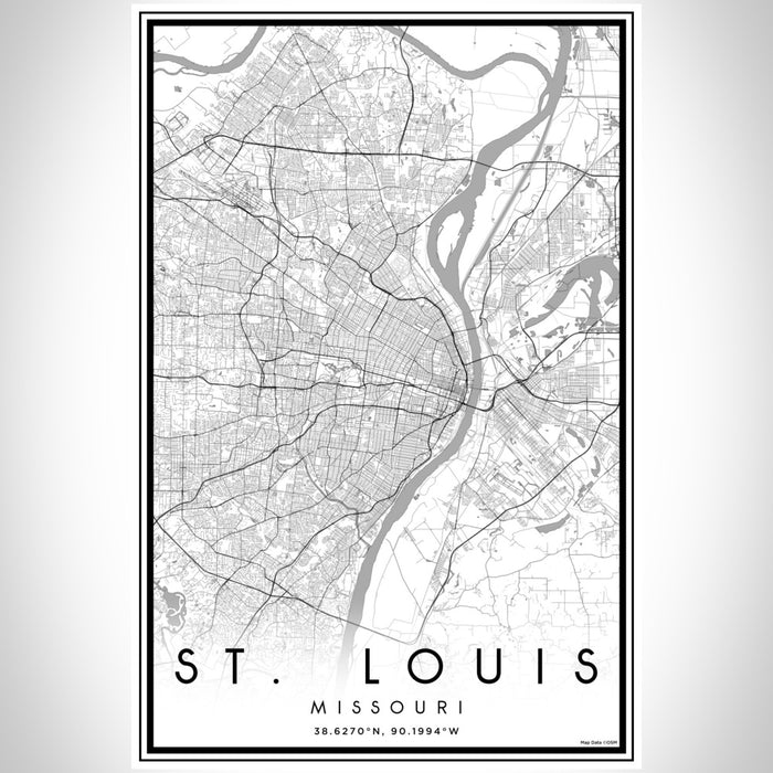 St. Louis Missouri Map Print Portrait Orientation in Classic Style With Shaded Background