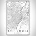 St. Louis Missouri Map Print Portrait Orientation in Classic Style With Shaded Background
