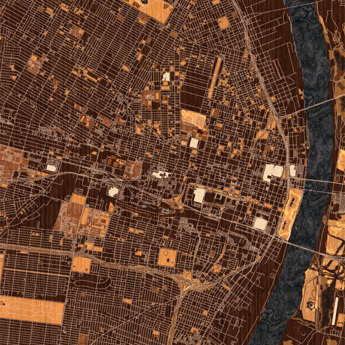 St. Louis Missouri Map Print in Ember Style Zoomed In Close Up Showing Details