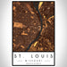 St. Louis Missouri Map Print Portrait Orientation in Ember Style With Shaded Background