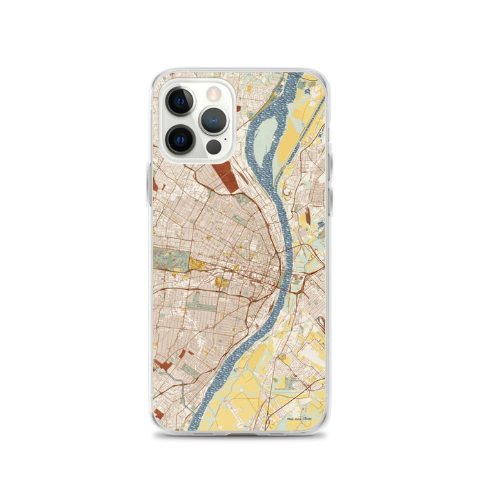 Custom St. Louis Missouri Map iPhone 12 Pro Phone Case in Woodblock