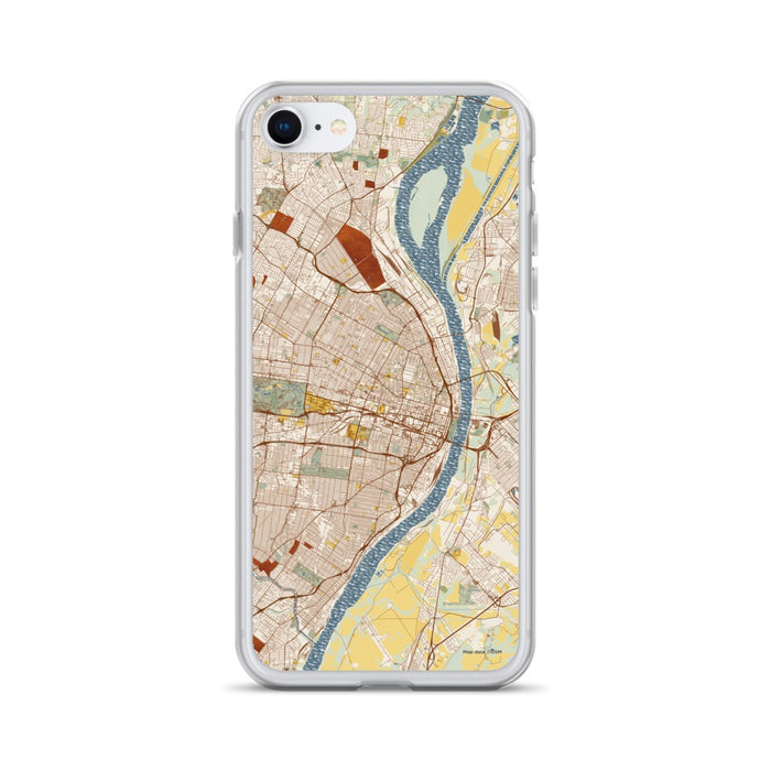 Custom St. Louis Missouri Map iPhone SE Phone Case in Woodblock