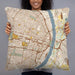 Person holding 22x22 Custom St. Louis Missouri Map Throw Pillow in Woodblock