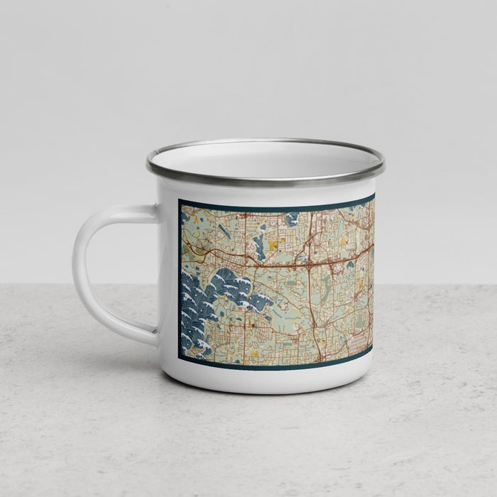Left View Custom St. Louis Park Minnesota Map Enamel Mug in Woodblock