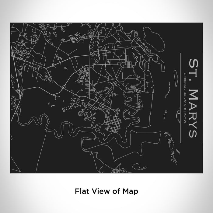 Rendered View of St. Marys Georgia Map Engraving on 20oz Stainless Steel Insulated Bottle with Bamboo Top in Black