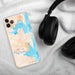 Custom St. Marys Georgia Map Phone Case in Watercolor on Table with Black Headphones