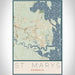 St. Marys Georgia Map Print Portrait Orientation in Woodblock Style With Shaded Background