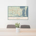 24x36 St. Marys Georgia Map Print Landscape Orientation in Woodblock Style Behind 2 Chairs Table and Potted Plant