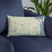 Custom St. Marys Georgia Map Throw Pillow in Woodblock on Blue Colored Chair