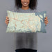 Person holding 20x12 Custom St. Marys Georgia Map Throw Pillow in Woodblock