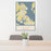 24x36 St. Michaels Maryland Map Print Portrait Orientation in Woodblock Style Behind 2 Chairs Table and Potted Plant