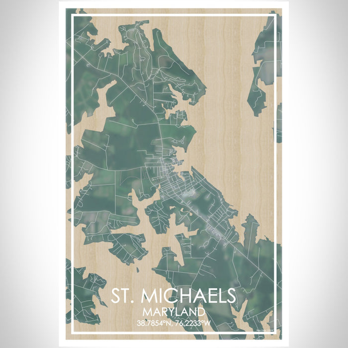 St. Michaels Maryland Map Print Portrait Orientation in Afternoon Style With Shaded Background