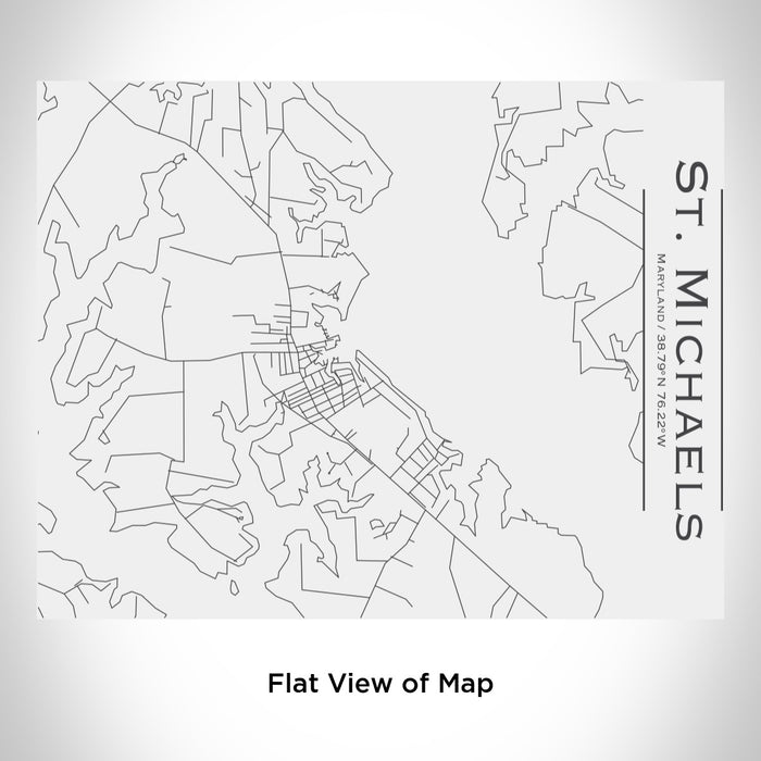 Rendered View of St. Michaels Maryland Map Engraving on 20oz Stainless Steel Insulated Bottle with Bamboo Top in White